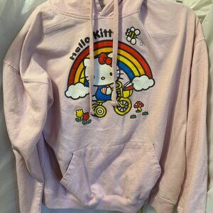 Sanrio Hello Kitty Rainbow Bicycle Hoodie Pink XS Kawaii